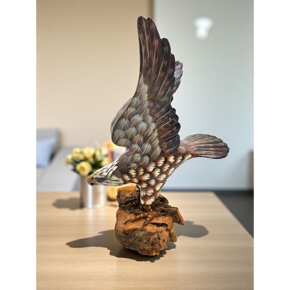 vintage hand crafted and painted wooden american eagle statue/figurine - Picture 4 of 10